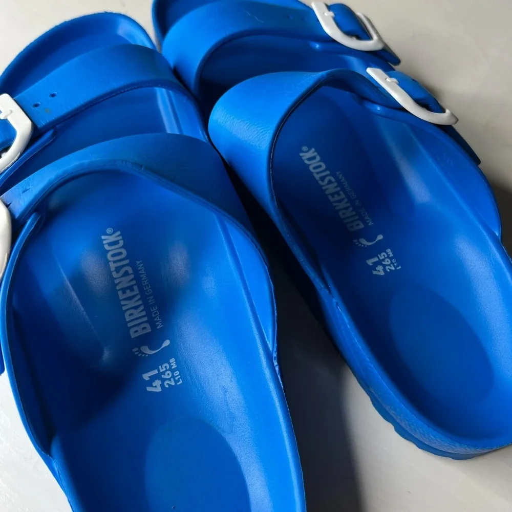 Birkenstock EVA Blue Rubber Arizona Slides Sandals Size EU 41 US L10 M8 Narrow